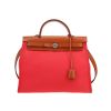 Sac à main Hermès  Herbag en toile rouge et cuir marron - 360 thumbnail