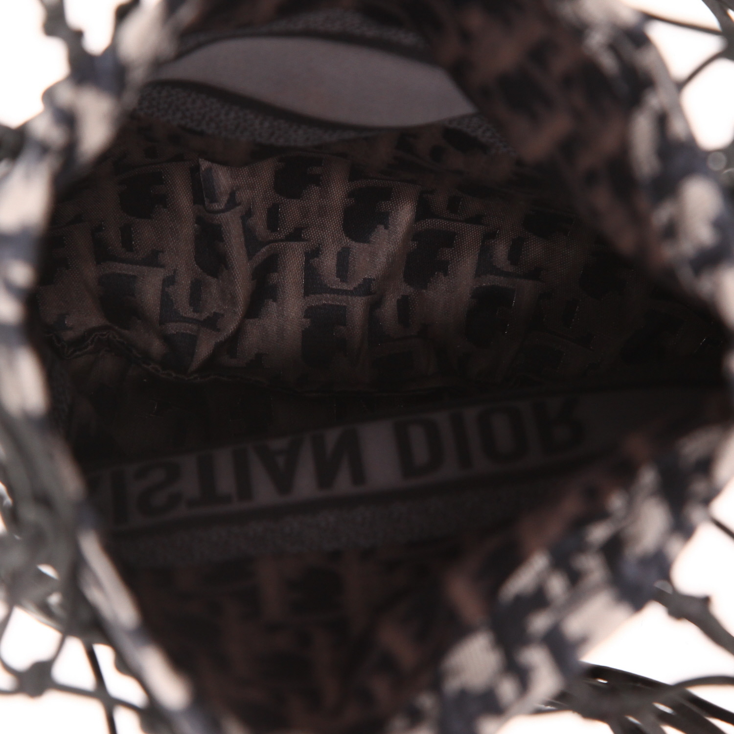 Borsa Dior   in tessuto a monogramma Oblique blu marino e beige e pelle nera - Detail D3