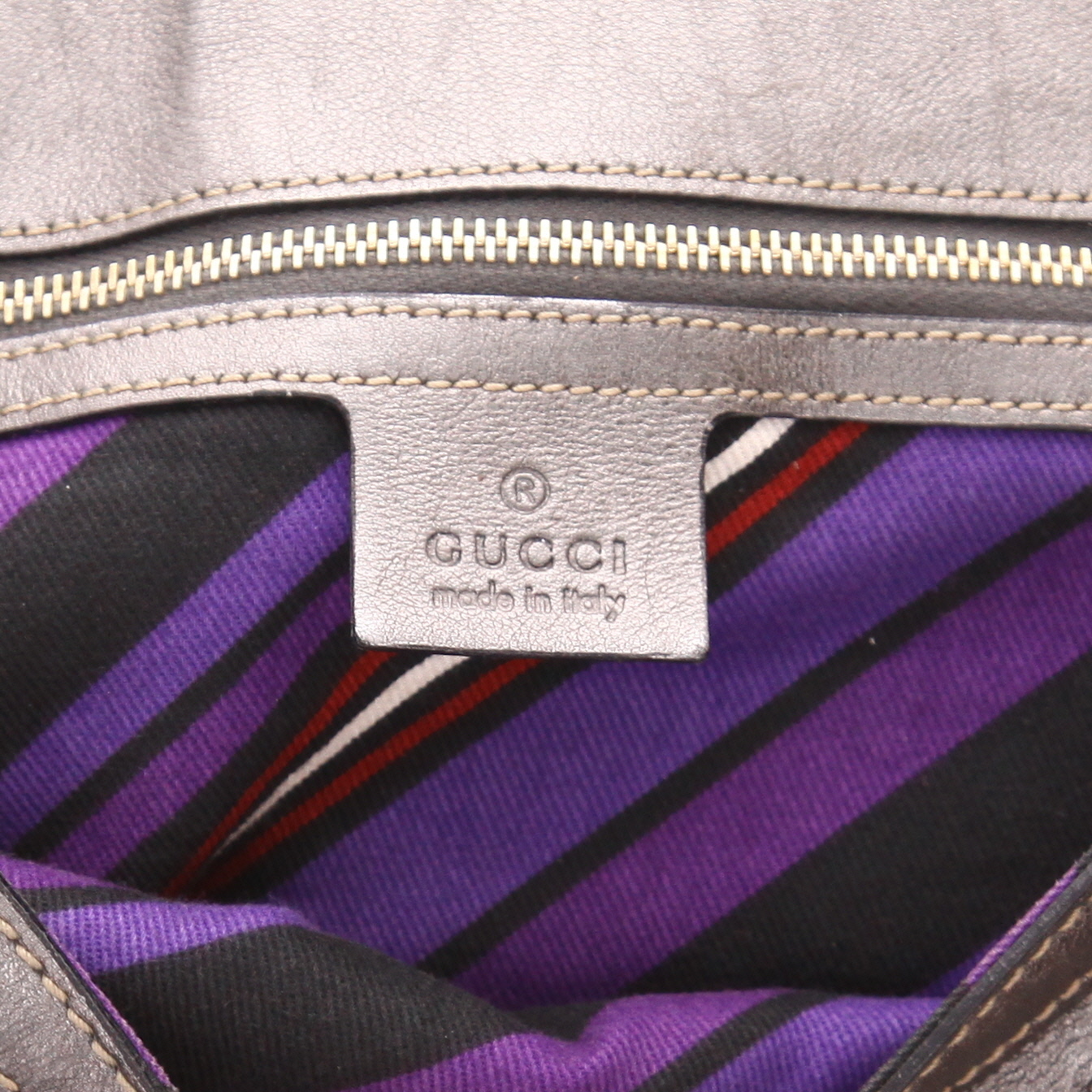 Borsa da spalla o a mano Gucci  Britt in pelle monogram argentata - Detail D2