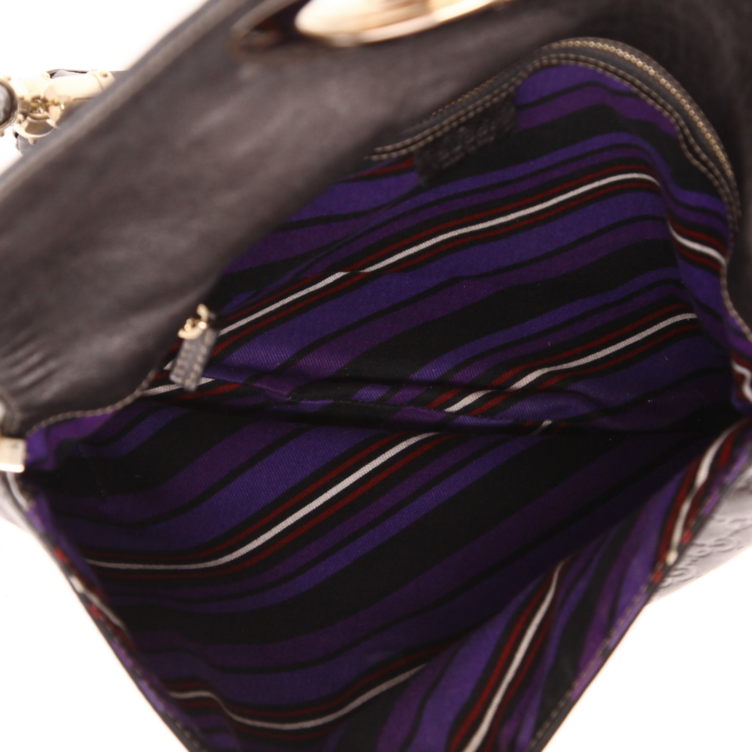 Borsa da spalla o a mano Gucci  Britt in pelle monogram argentata - Detail D3