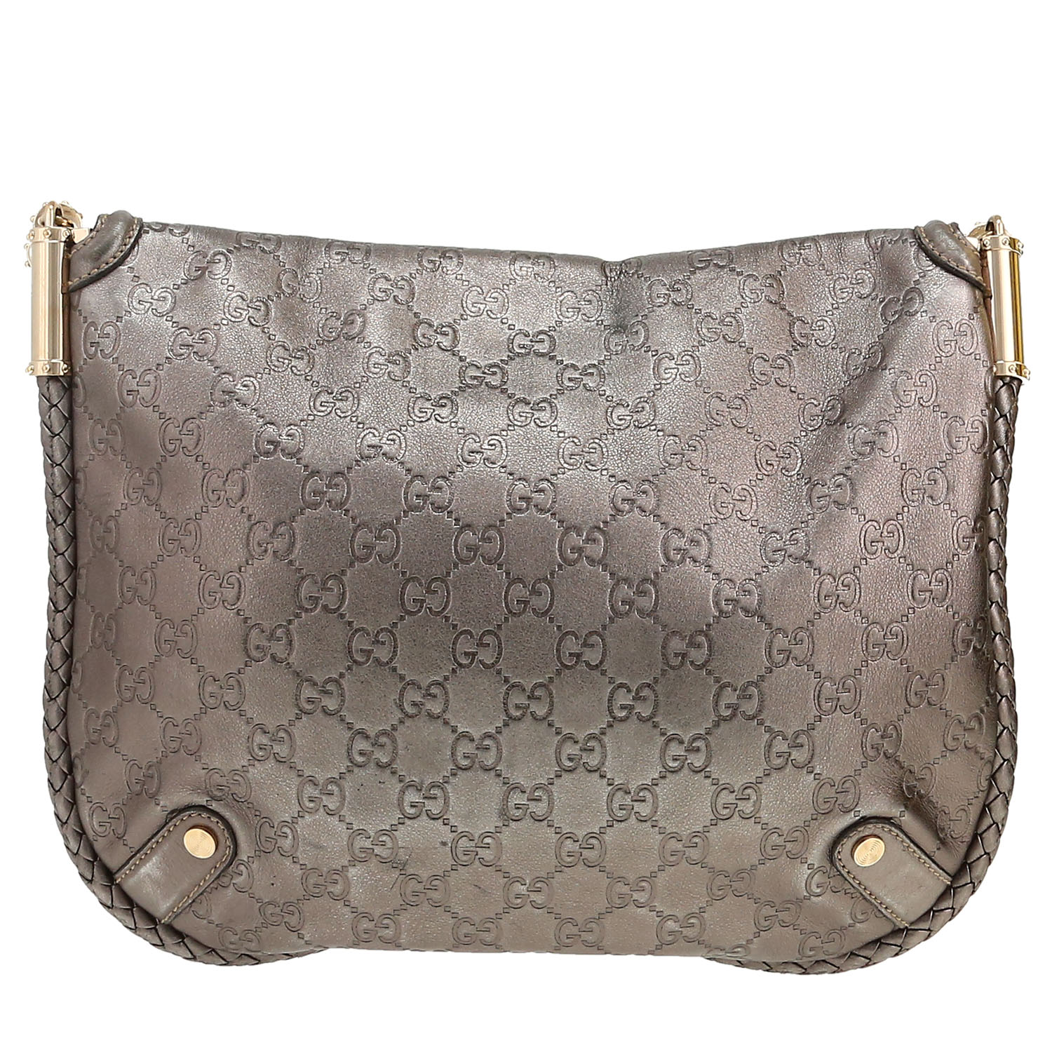 Gucci  Britt bag worn on the shoulder or carried in the hand  in silver monogram leather - Detail D4
