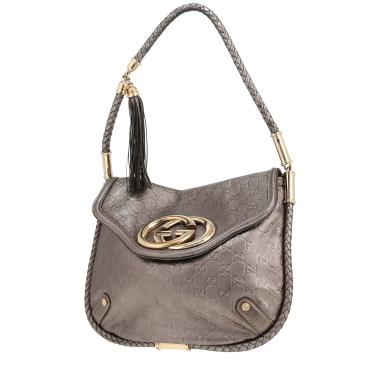Bolso para llevar al hombro o en la mano Gucci  Britt en cuero Monogram plateado