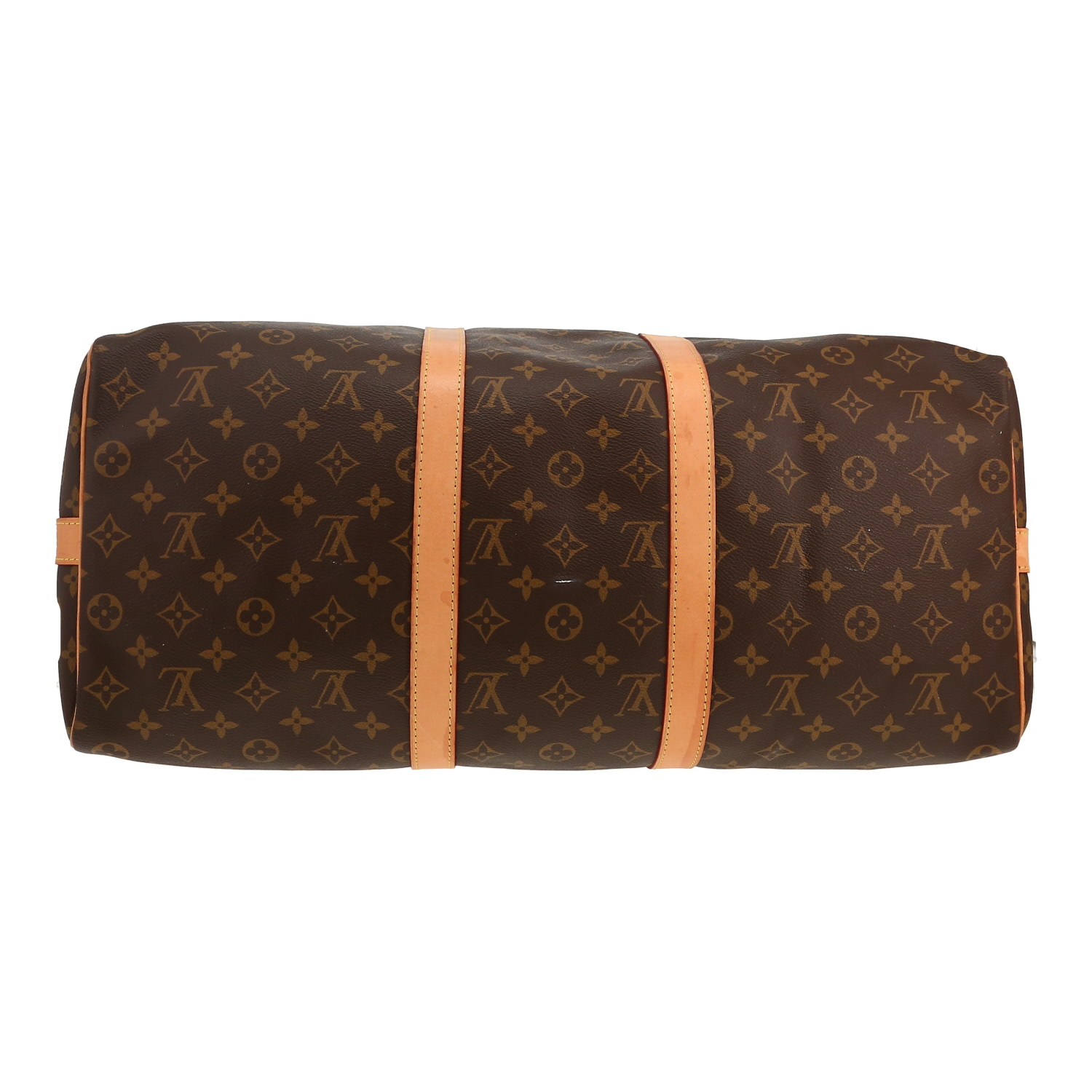 Louis Vuitton  Keepall 50 travel bag  in brown monogram canvas  and natural leather - Detail D1