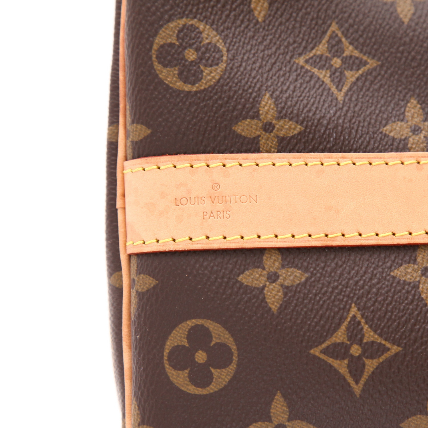 Borsa da viaggio Louis Vuitton  Keepall 50 in tela monogram marrone e pelle naturale - Detail D2