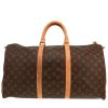 Bolsa de viaje Louis Vuitton  Keepall 50 en lona Monogram marrón y cuero natural - Detail D4 thumbnail