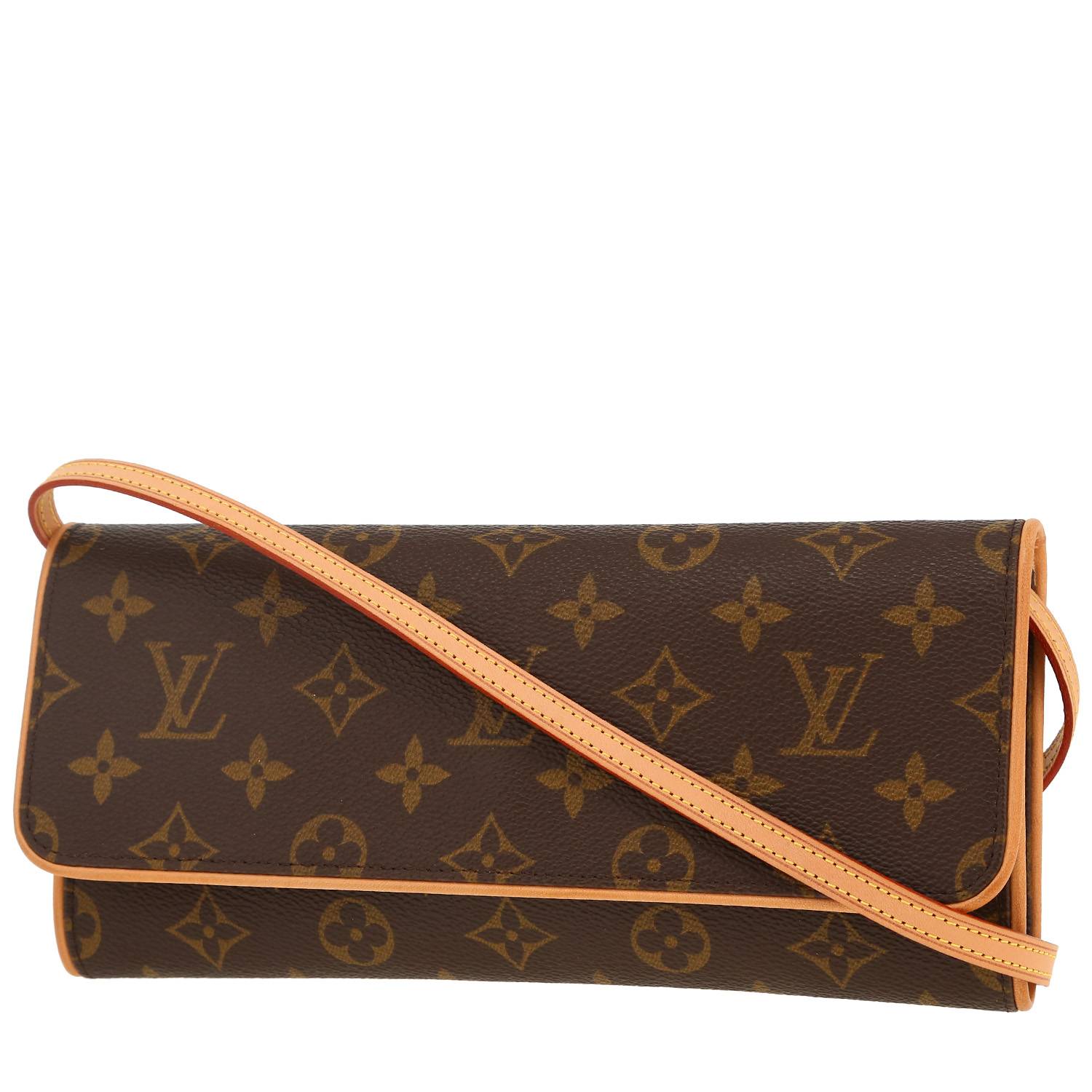 Bolso/bolsito Louis Vuitton  Twin en lona Monogram marrón y cuero natural