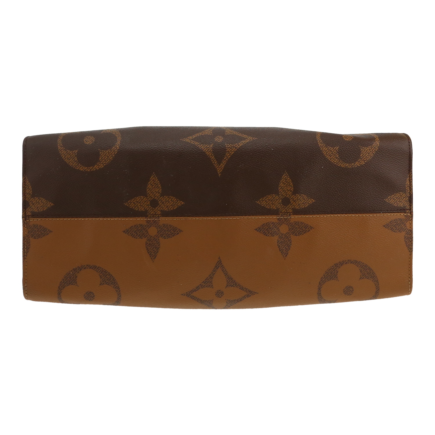 Louis Vuitton  Onthego large model  shopping bag  in brown two tones  "Reverso" monogram canvas - Detail D1