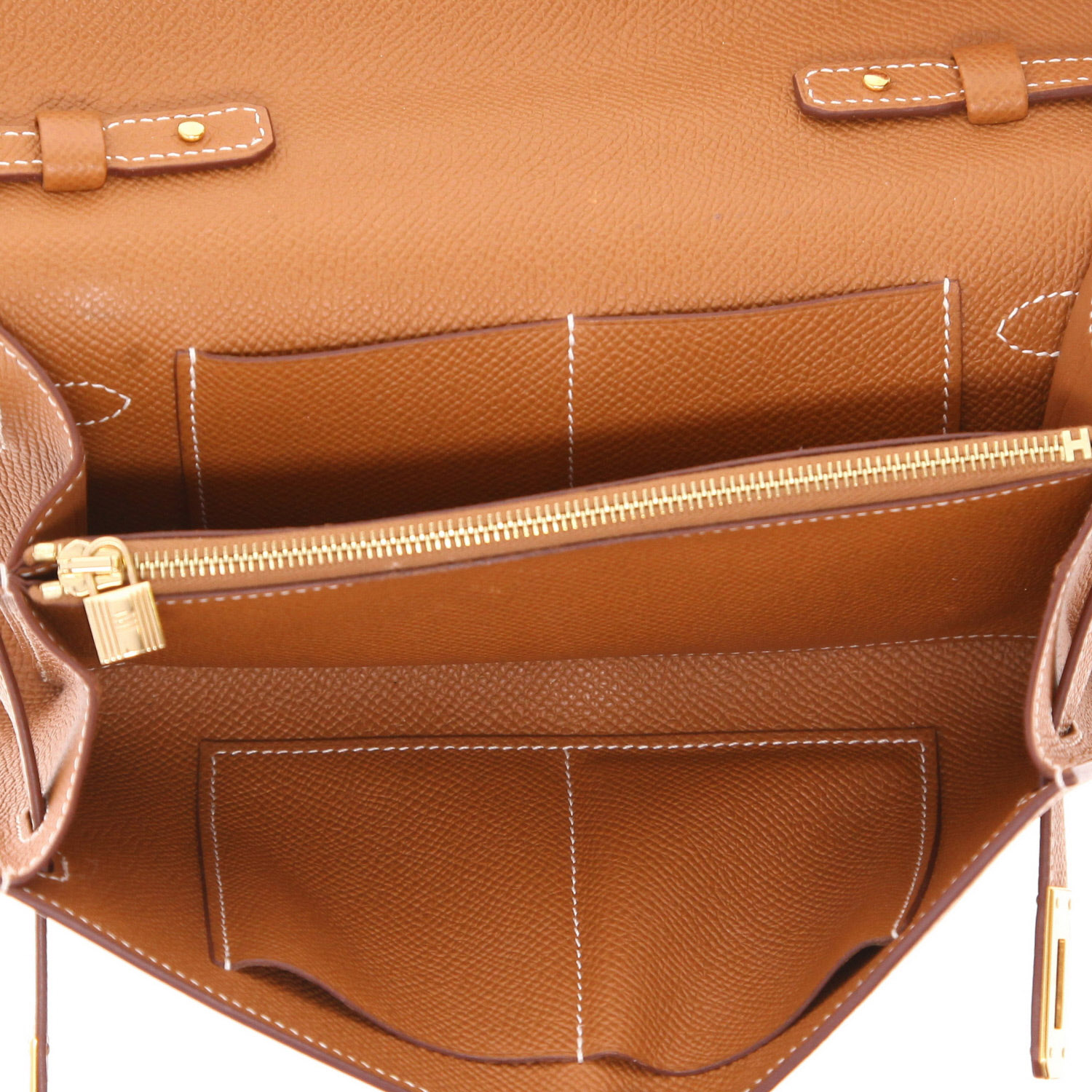 Bolso bandolera Hermès Kelly To Go en cuero epsom color oro - Detail D3