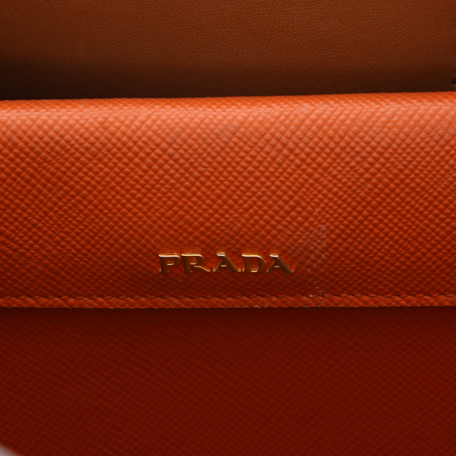 Bolso de mano Prada  Double en cuero naranja - Detail D2