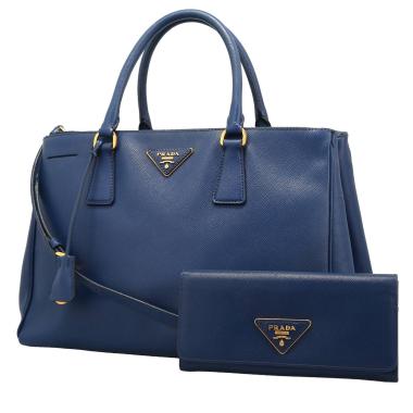 Sac à main Prada  Galleria en cuir saffiano bleu