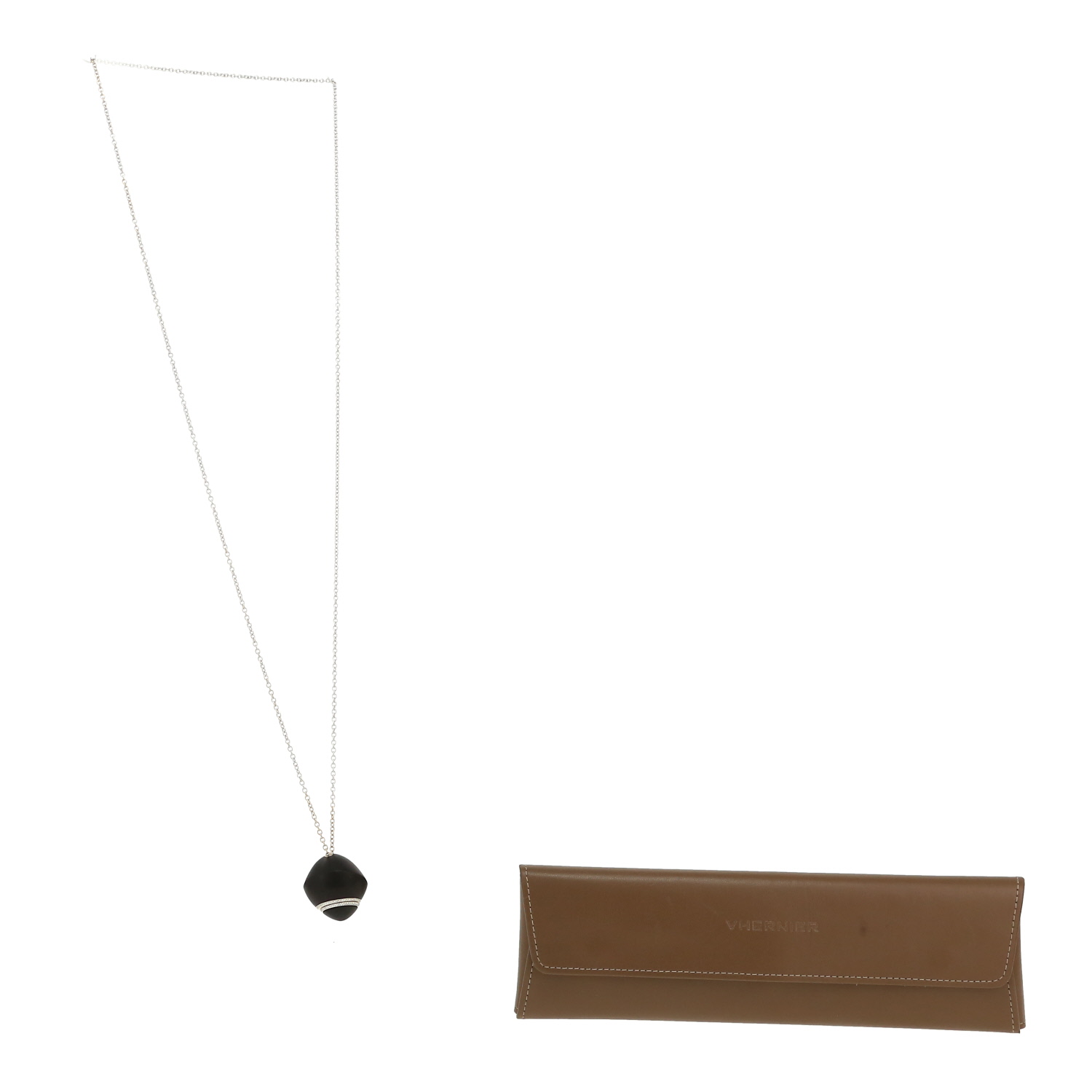 Vhernier Pirouette long necklace in white gold, diamonds and ebony - Detail D2