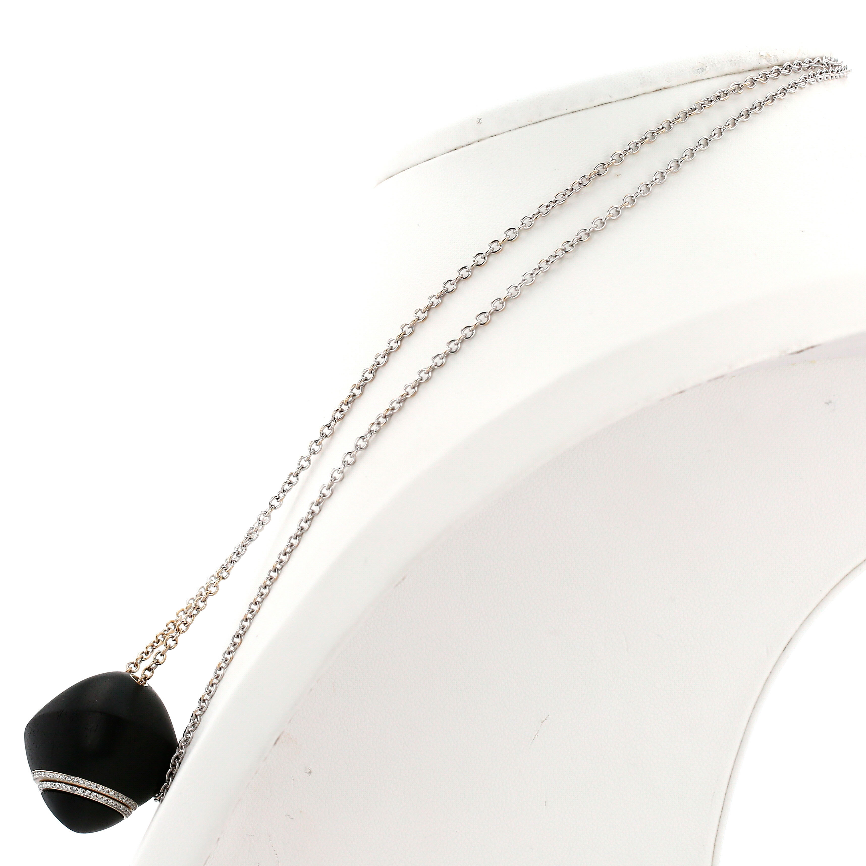 Sautoir Vhernier Pirouette en or blanc, diamants et ébène - Detail D3