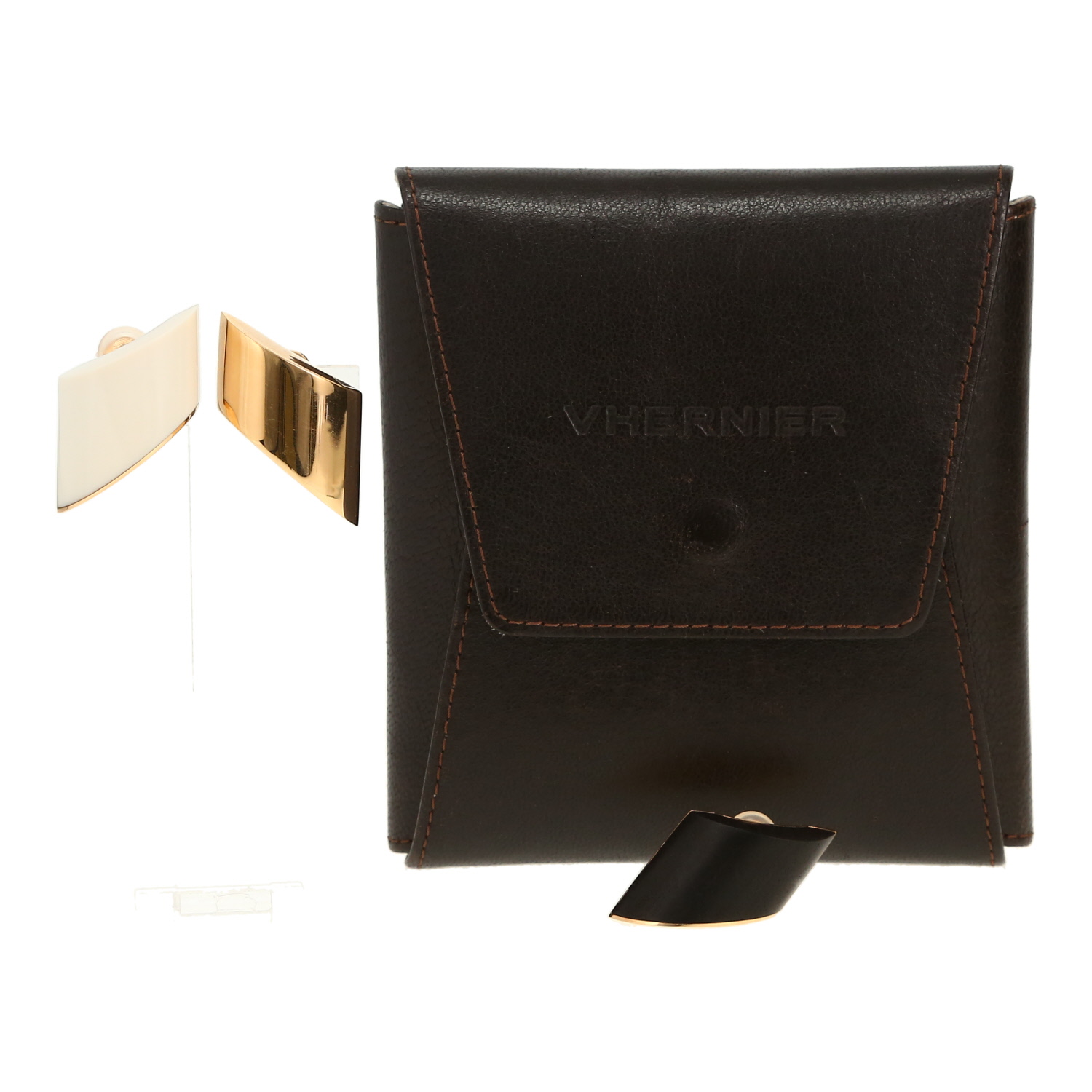 Orecchini a clip Vhernier  in oro giallo, ebano e opale - Detail D2