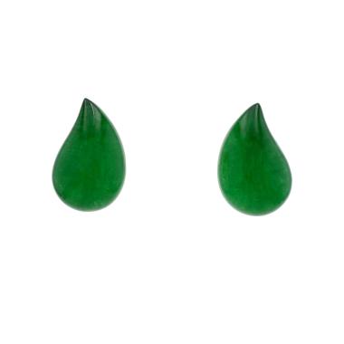 Paire de clips d'oreilles Vhernier Gocce en or rose, jade et cristal de roche