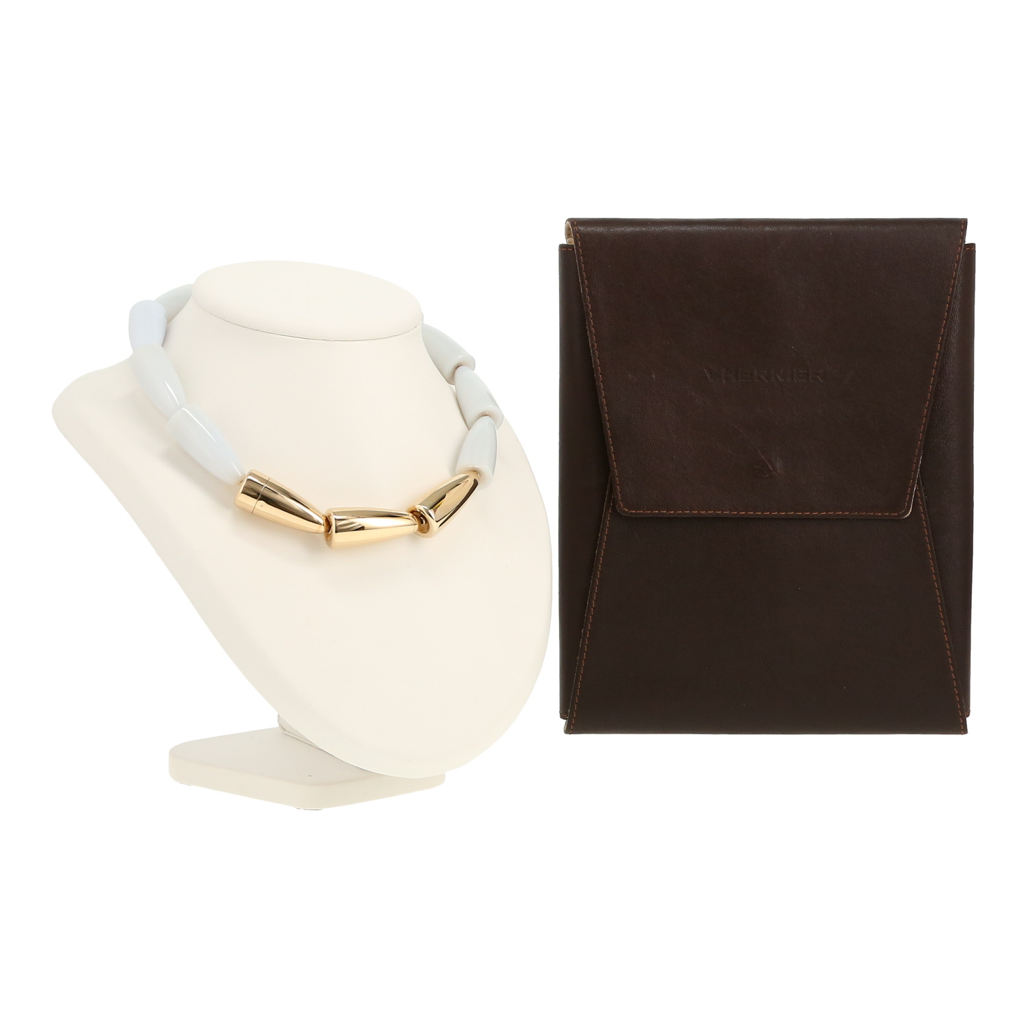 Collar Vhernier Calla de oro amarillo y calcedonia - Detail D2