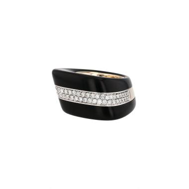 Anello Vhernier  in oro giallo, jais e diamanti