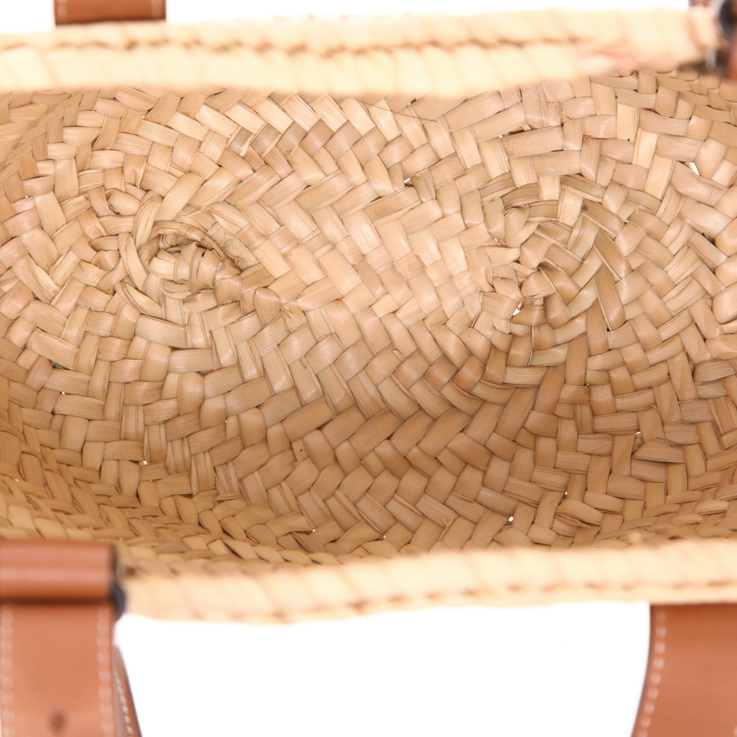 Sac cabas Loewe   en raffia et cuir marron - Detail D3