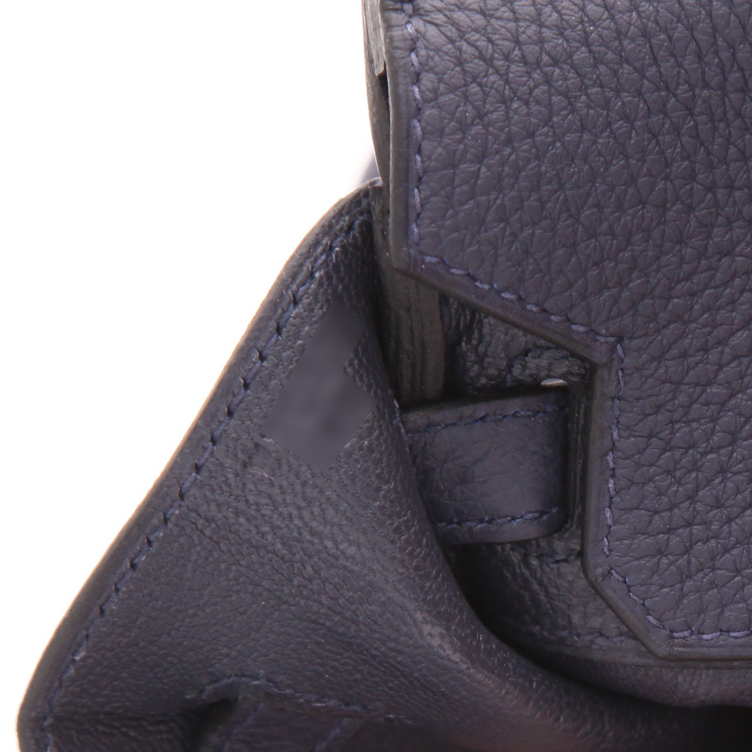 Bolso de mano Hermès  Birkin 25 cm en cuero togo azul oscuro - Detail D4