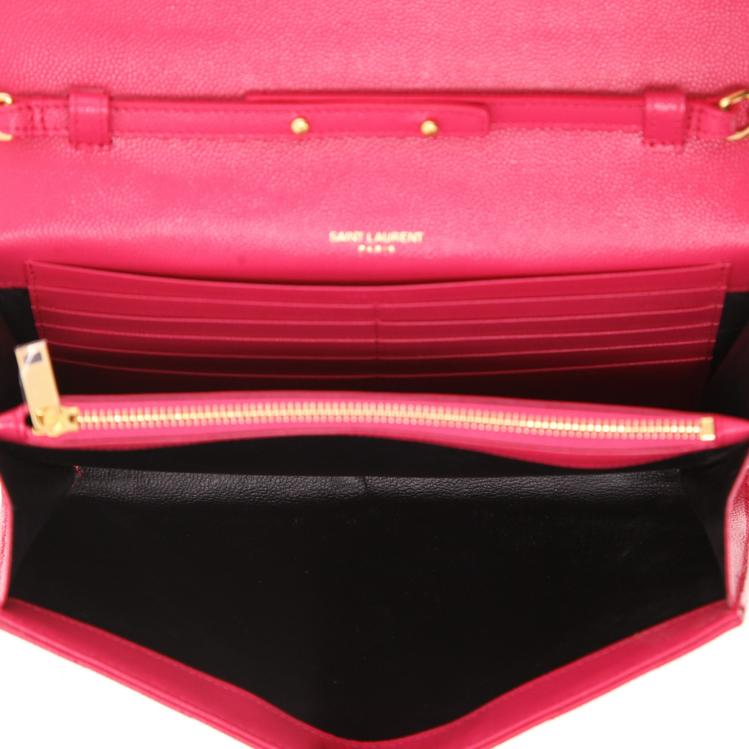 Saint Laurent  Enveloppe shoulder bag  in pink grained leather - Detail D4