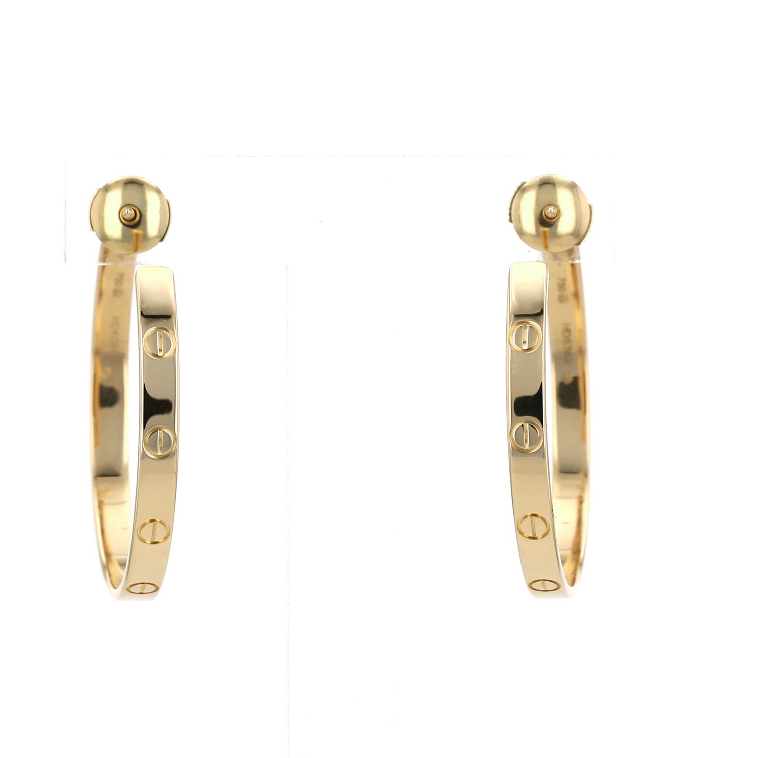 Paire de boucles d'oreilles Cartier Love en or jaune - Detail D3