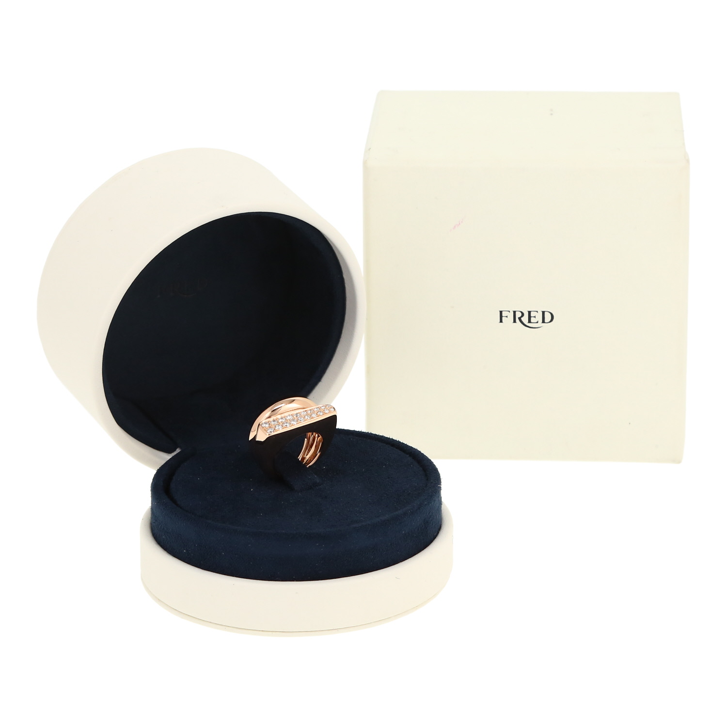 Fred Success large model ring in pink gold and diamonds - Detail D2