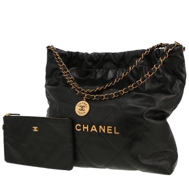 Chanel  22 shopping bag  in black leather