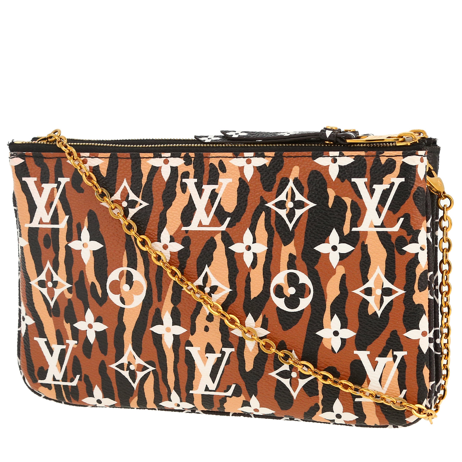 Louis Vuitton  Double Zip shoulder bag  in black monogram Jungle canvas - Detail D4