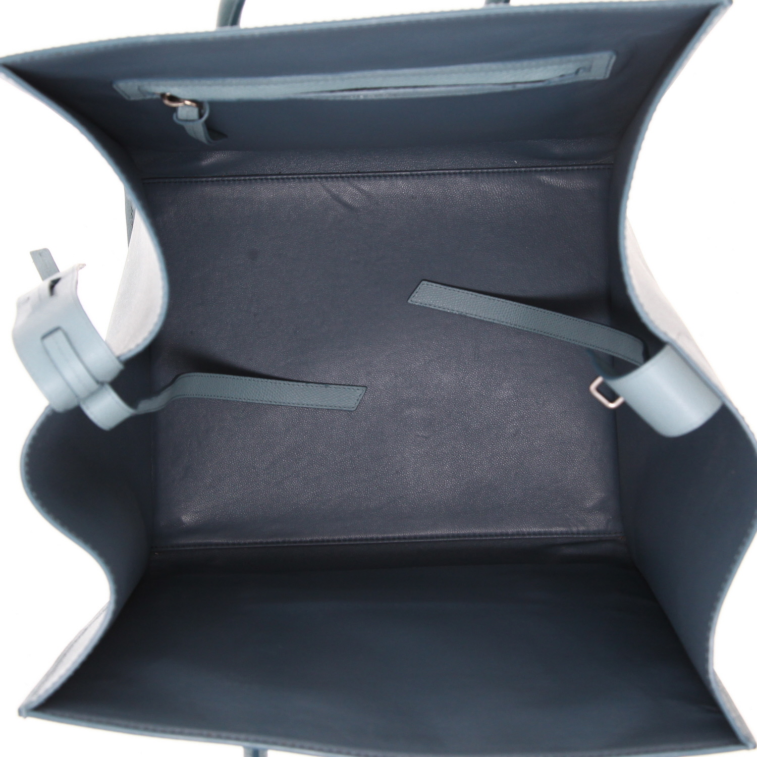 Celine  Cabas Phantom shopping bag  in blue grained leather - Detail D3