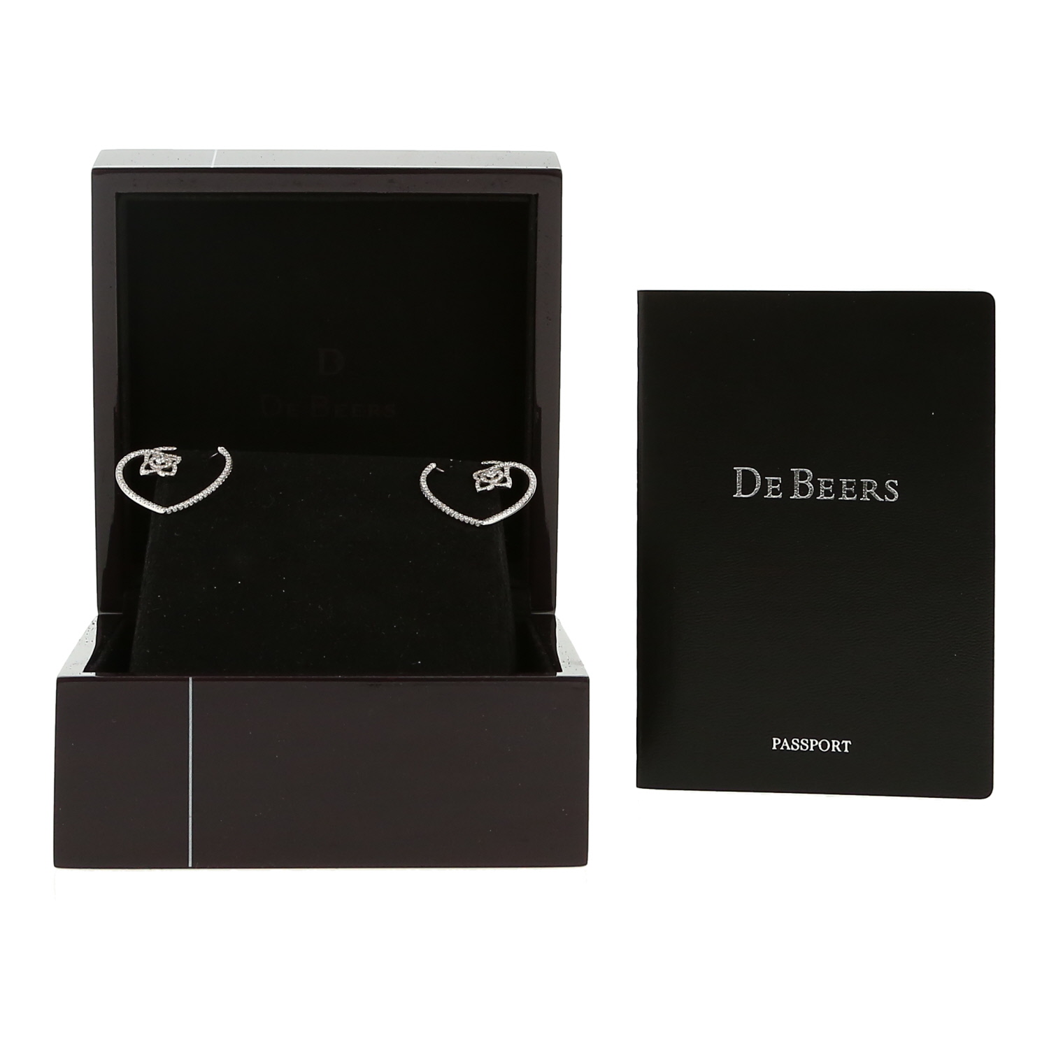 Orecchini a cerchio De Beers Enchanted Lotus in oro bianco e diamanti - Detail D2