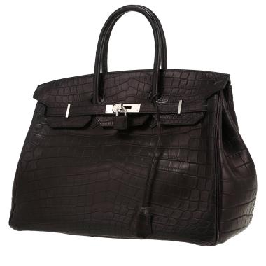 Sac à main Hermès  Birkin 35 cm en crocodile niloticus noir