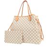 Louis Vuitton  Neverfull shopping bag  in azur damier canvas  and natural leather - 00pp thumbnail