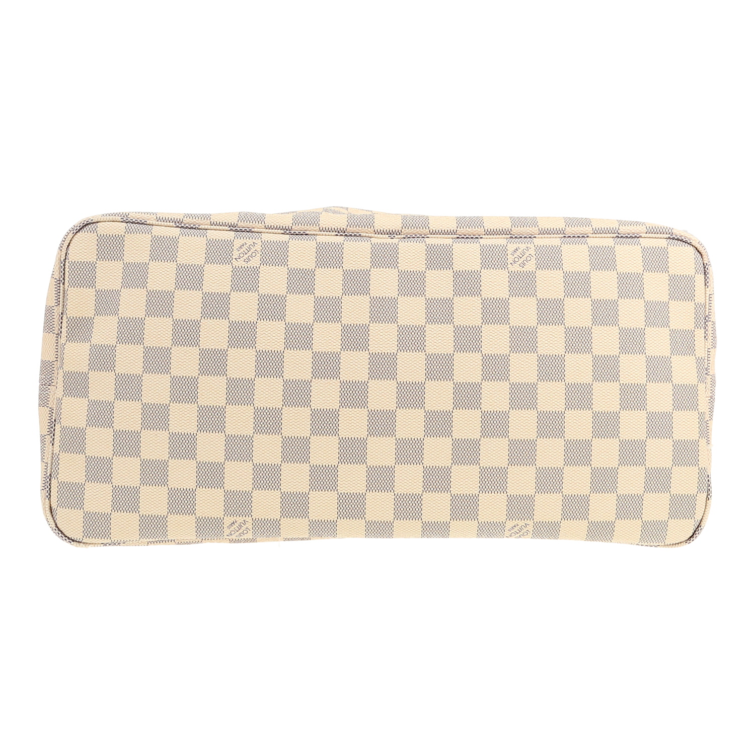 Shopping bag Louis Vuitton  Neverfull in tela a scacchi azzurro e pelle naturale - Detail D1