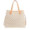 Louis Vuitton  Neverfull shopping bag  in azur damier canvas  and natural leather - Detail D4 thumbnail