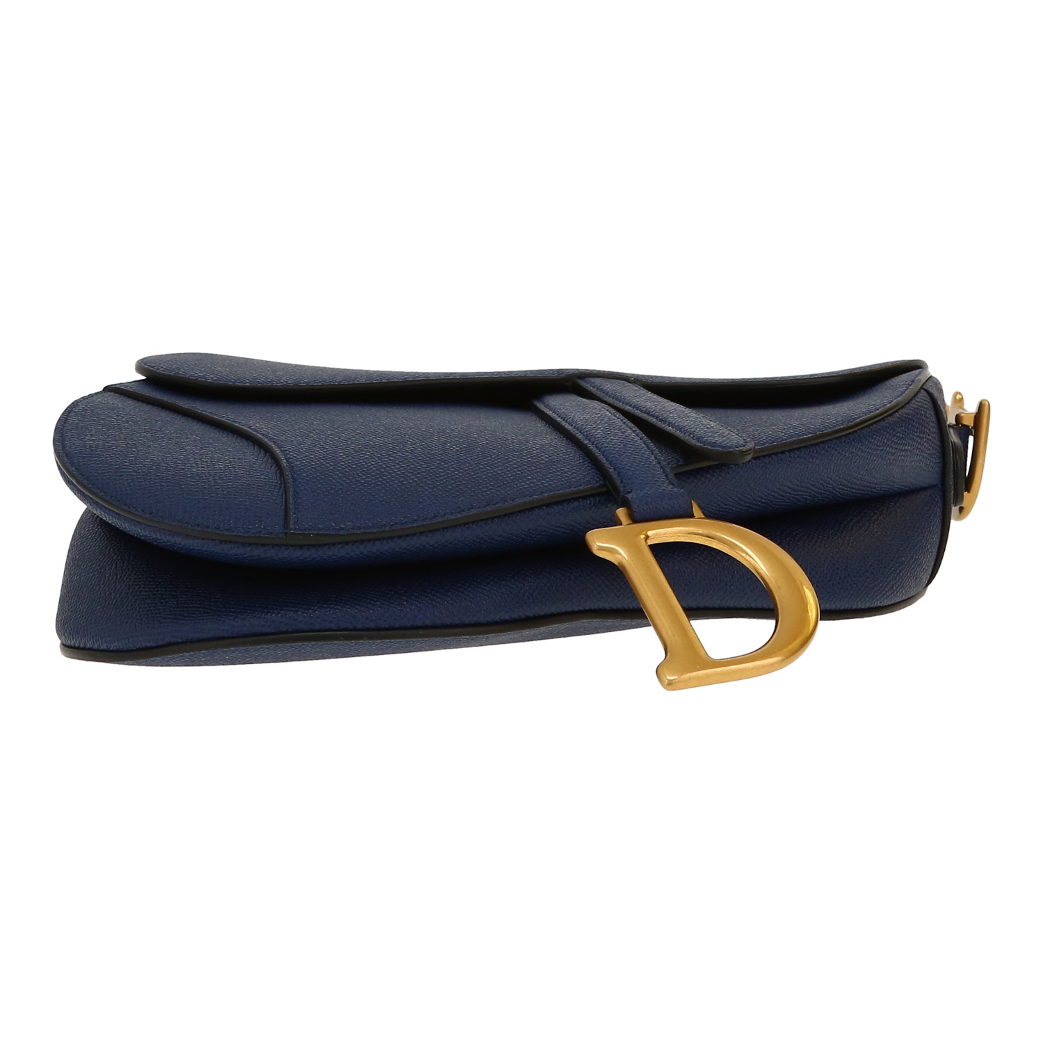 Sac à main Dior Saddle en cuir grainé bleu - Detail D1