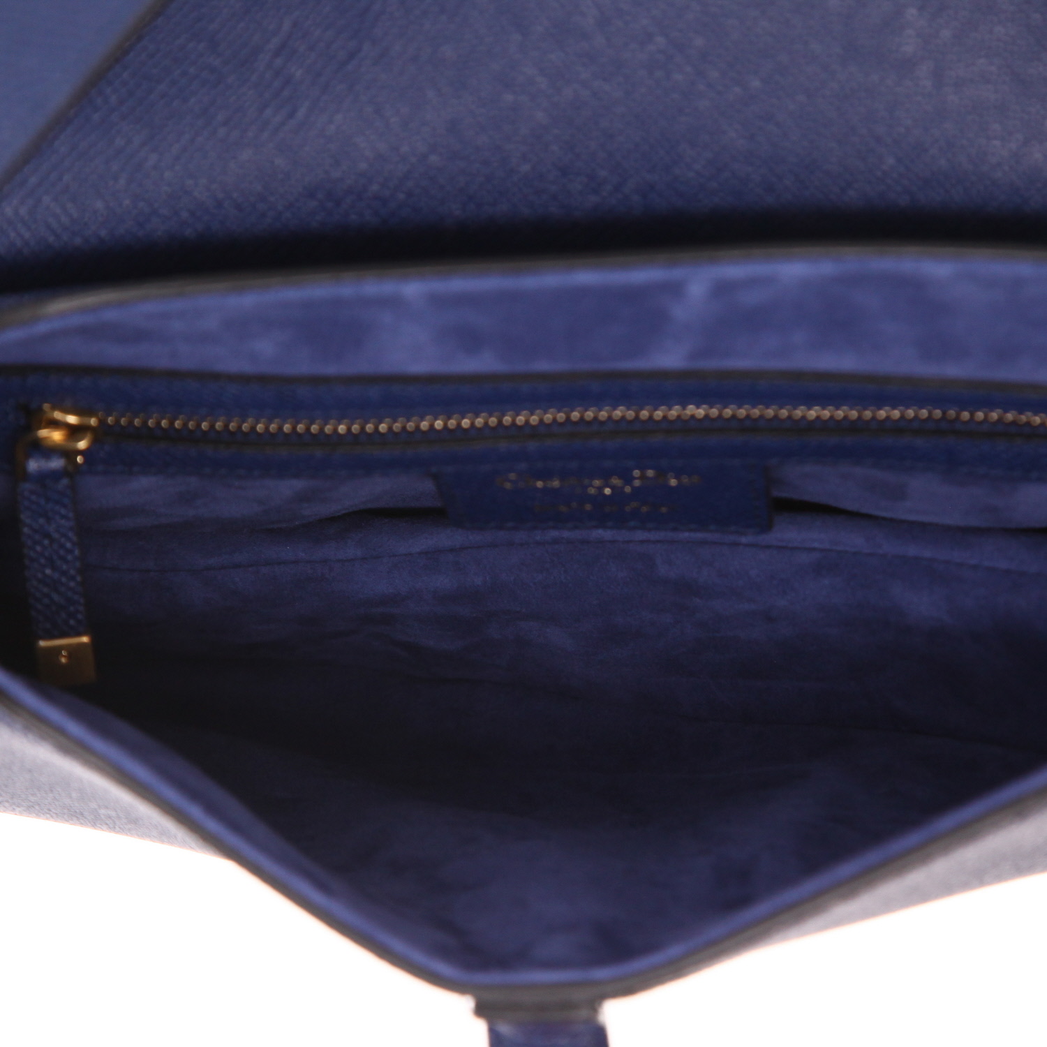 Sac à main Dior Saddle en cuir grainé bleu - Detail D3