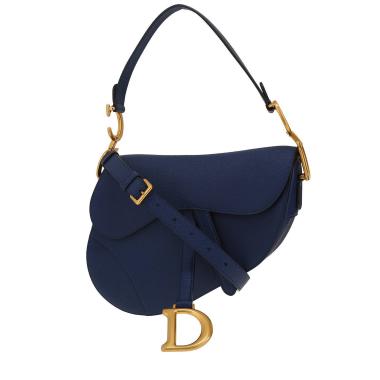 Bolso de mano Dior  Saddle en cuero granulado azul
