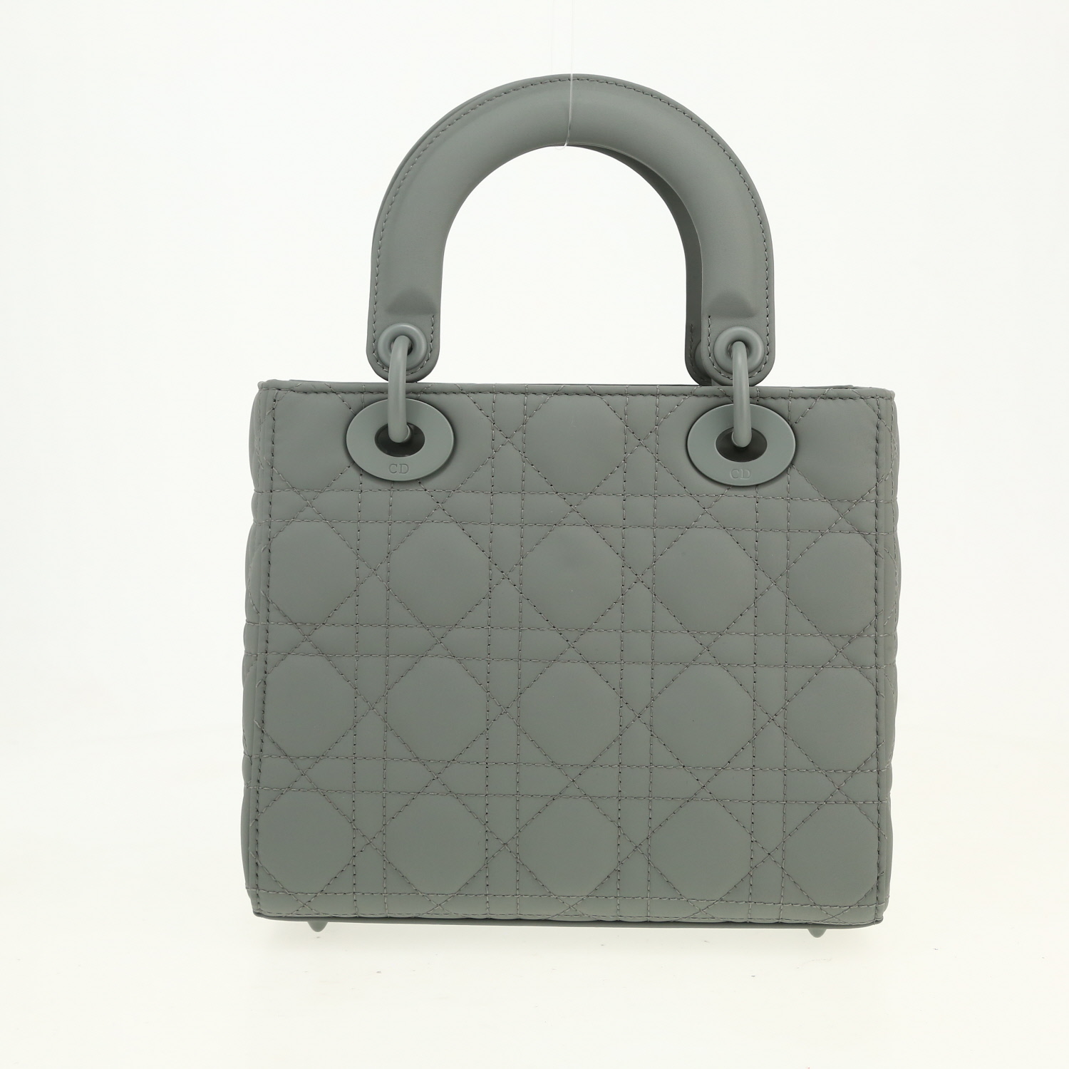 Sac à main Dior Lady Dior en cuir cannage gris - Detail D2