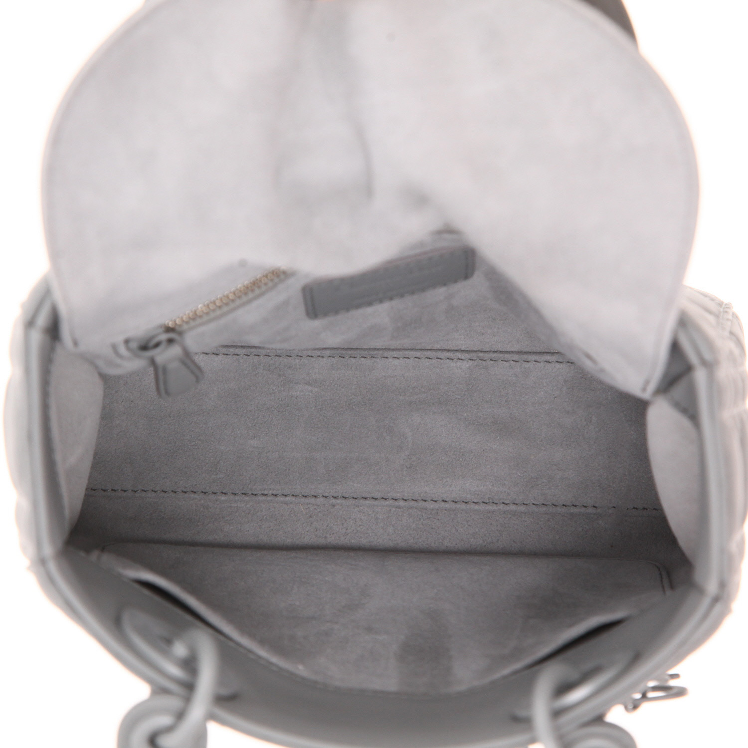 Sac à main Dior Lady Dior en cuir cannage gris - Detail D5