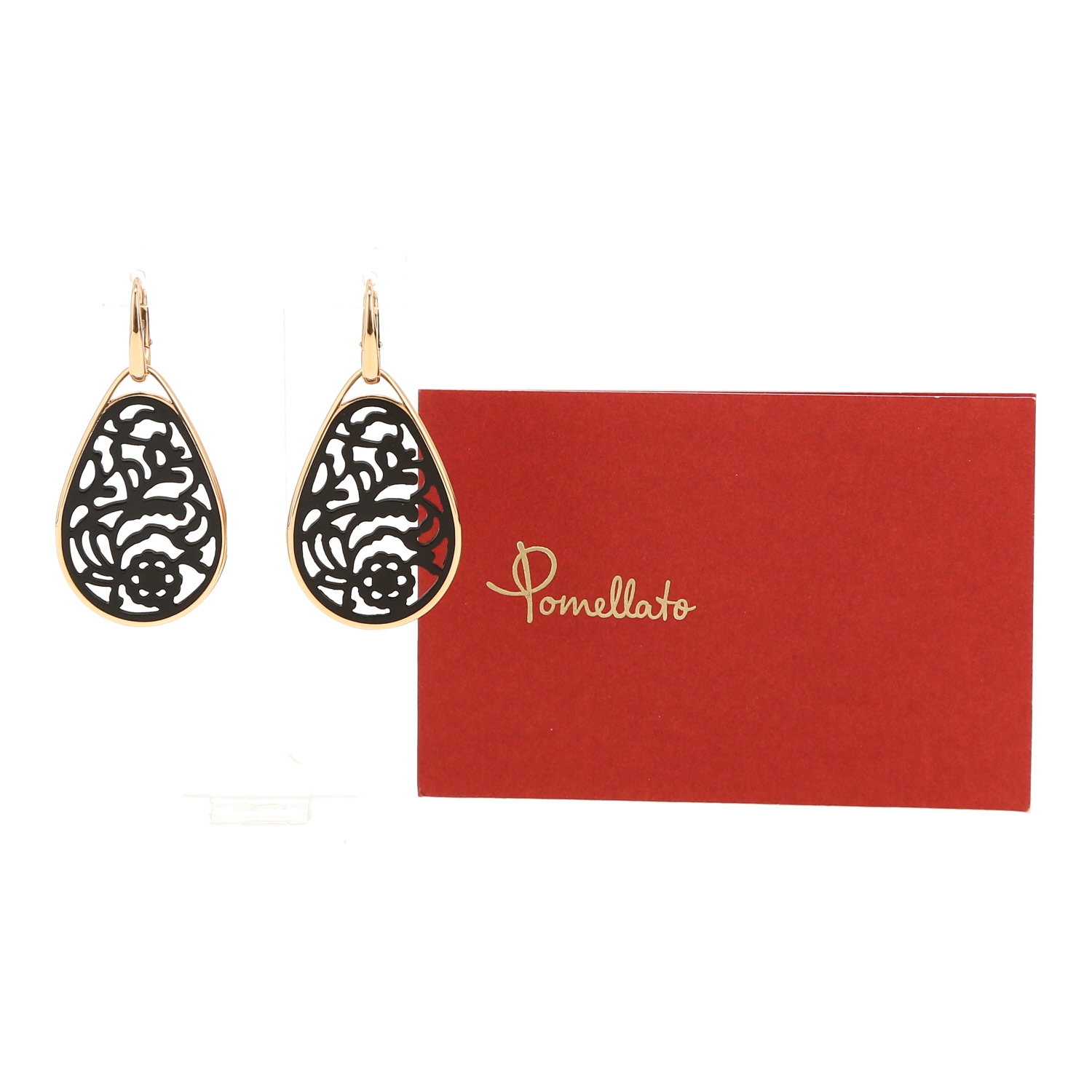 Paire de boucles d'oreilles Pomellato Victoria en or rose et jais - Detail D2