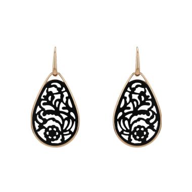 Paire de boucles d'oreilles Pomellato Victoria en or rose et jais
