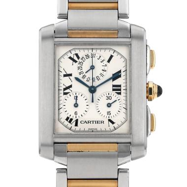Cartier Tank Française Chrono  in gold and stainless steel Ref: Cartier - 2303  Circa 2000