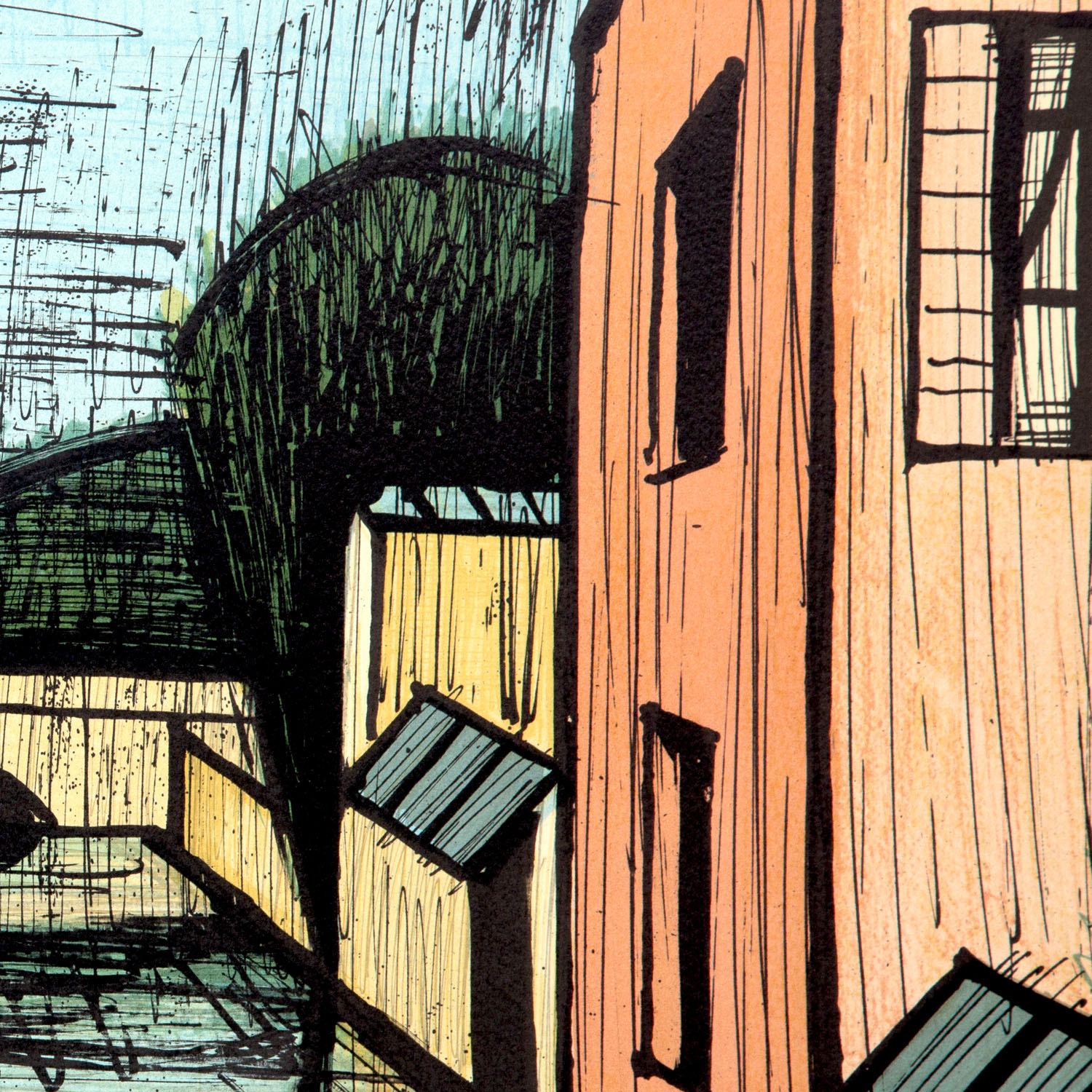 Bernard Buffet (1928-1999), Pont sur la rivière - 1984