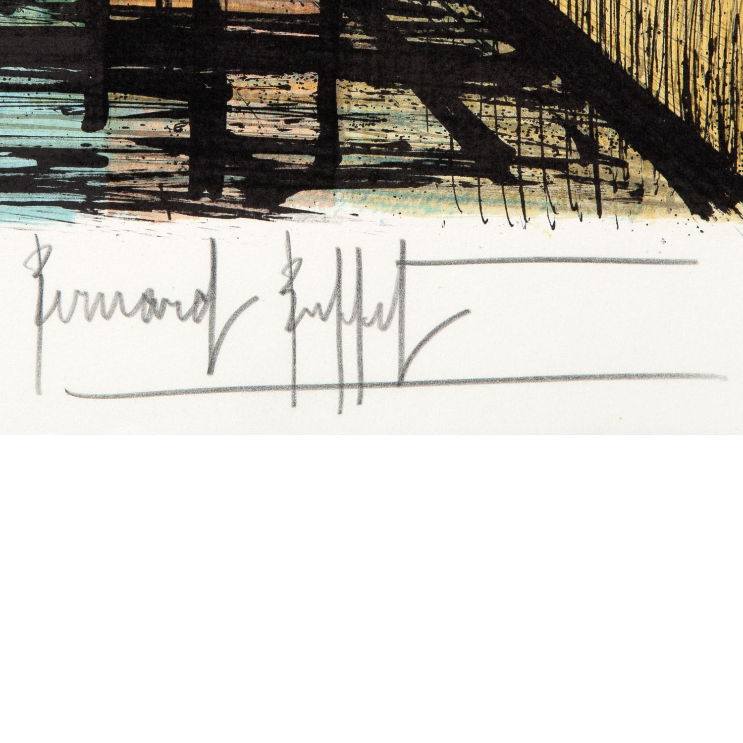 Bernard Buffet (1928-1999), Pont sur la rivière - 1984 - Detail D3