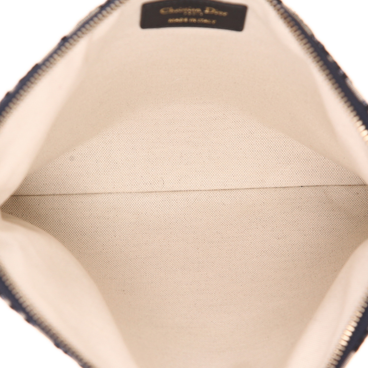 Pochette Dior   en toile monogram Oblique bleu-marine et cuir bleu-marine - Detail D3