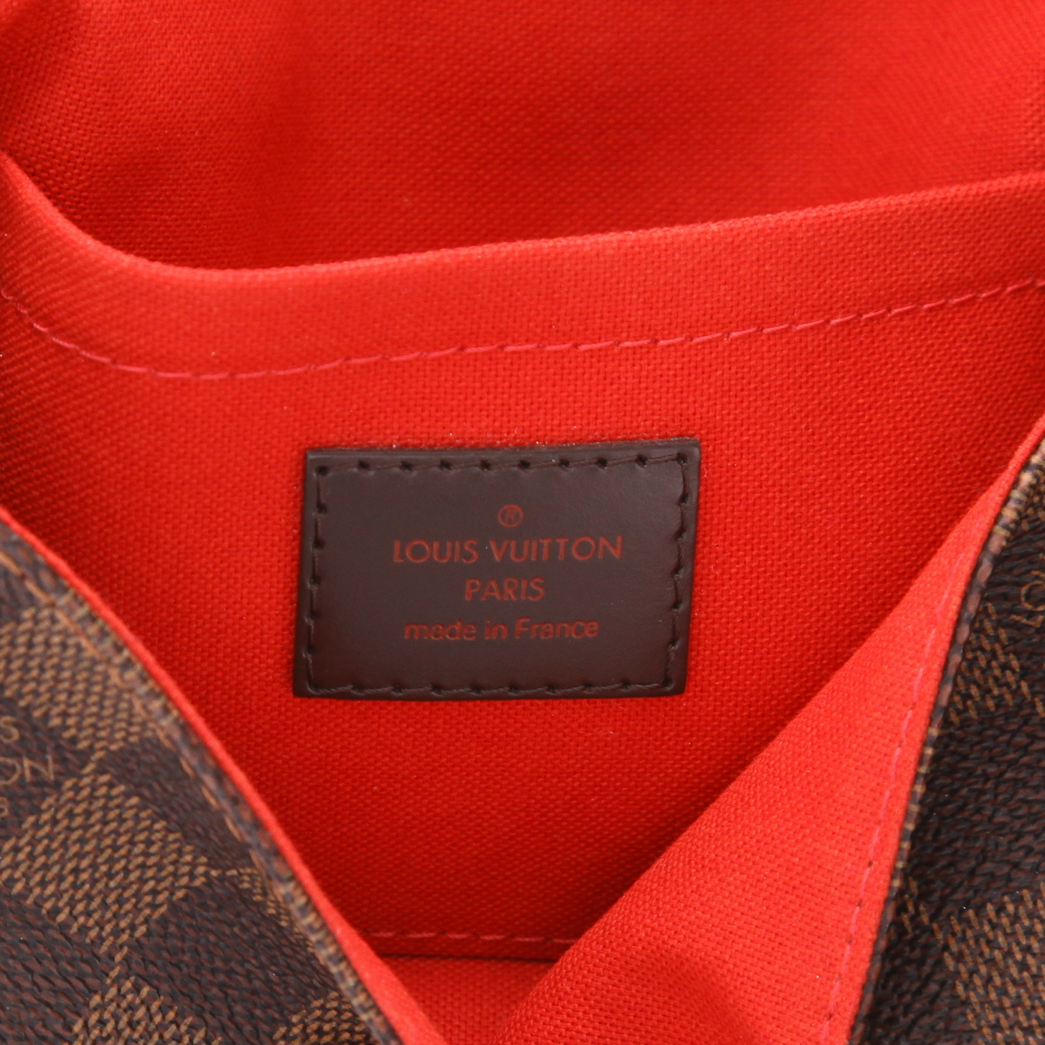 Sac bandoulière Louis Vuitton  Favorite en toile damier ébène et cuir marron - Detail D2