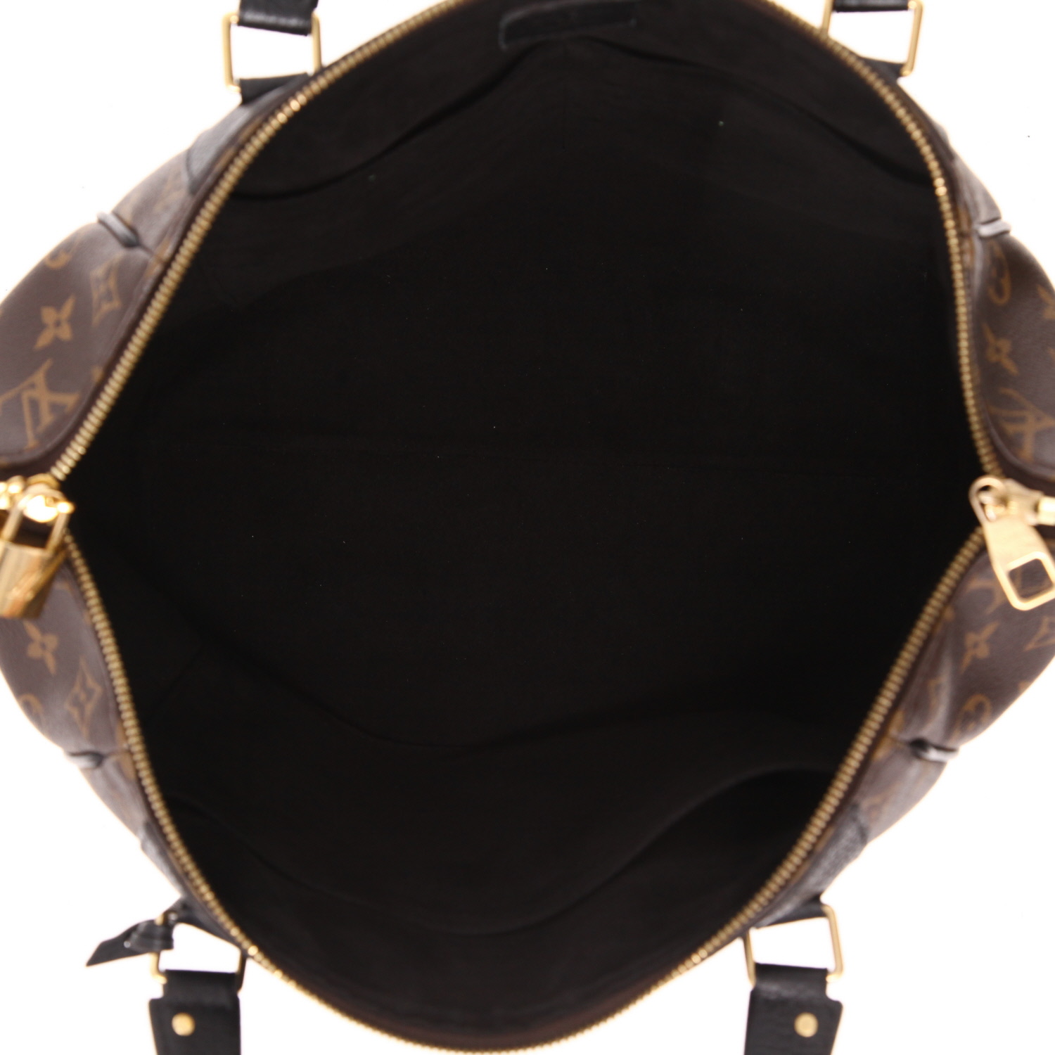 Louis Vuitton  Estrela handbag  in brown monogram canvas  and black leather - Detail D3