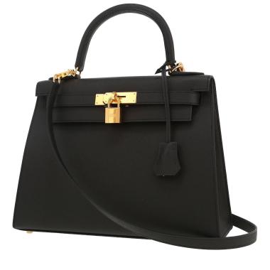 Bolso de mano Hermès  Kelly 28 cm en cuero epsom negro