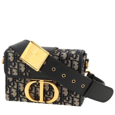 Borsa a tracolla Dior  Box 30 Montaigne in tessuto a monogramma Oblique blu e pelle blu