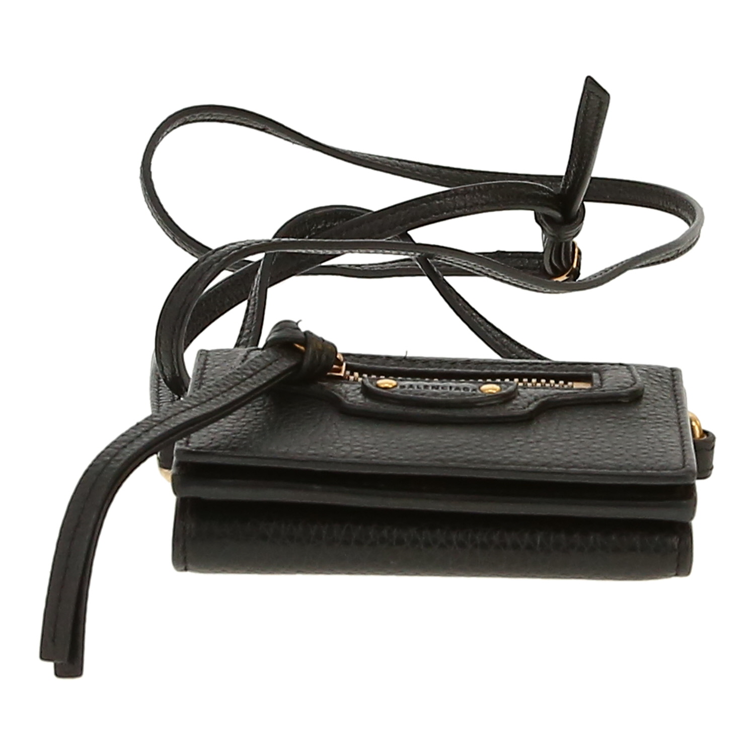 Borsa a tracolla Balenciaga  Neo Classic mini  in pelle martellata nera - Detail D1