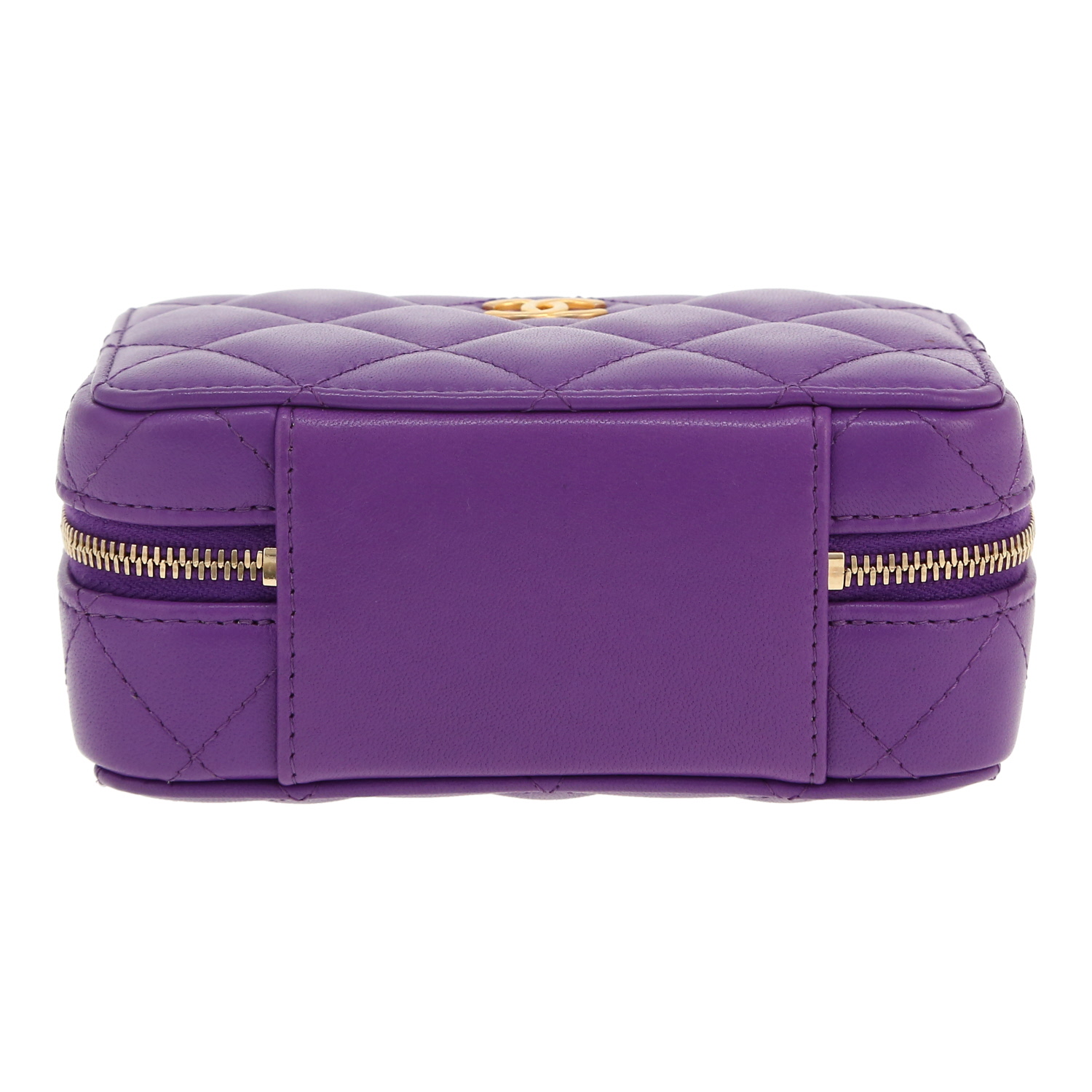 Borsa a tracolla Chanel  Vanity in pelle trapuntata viola - Detail D1